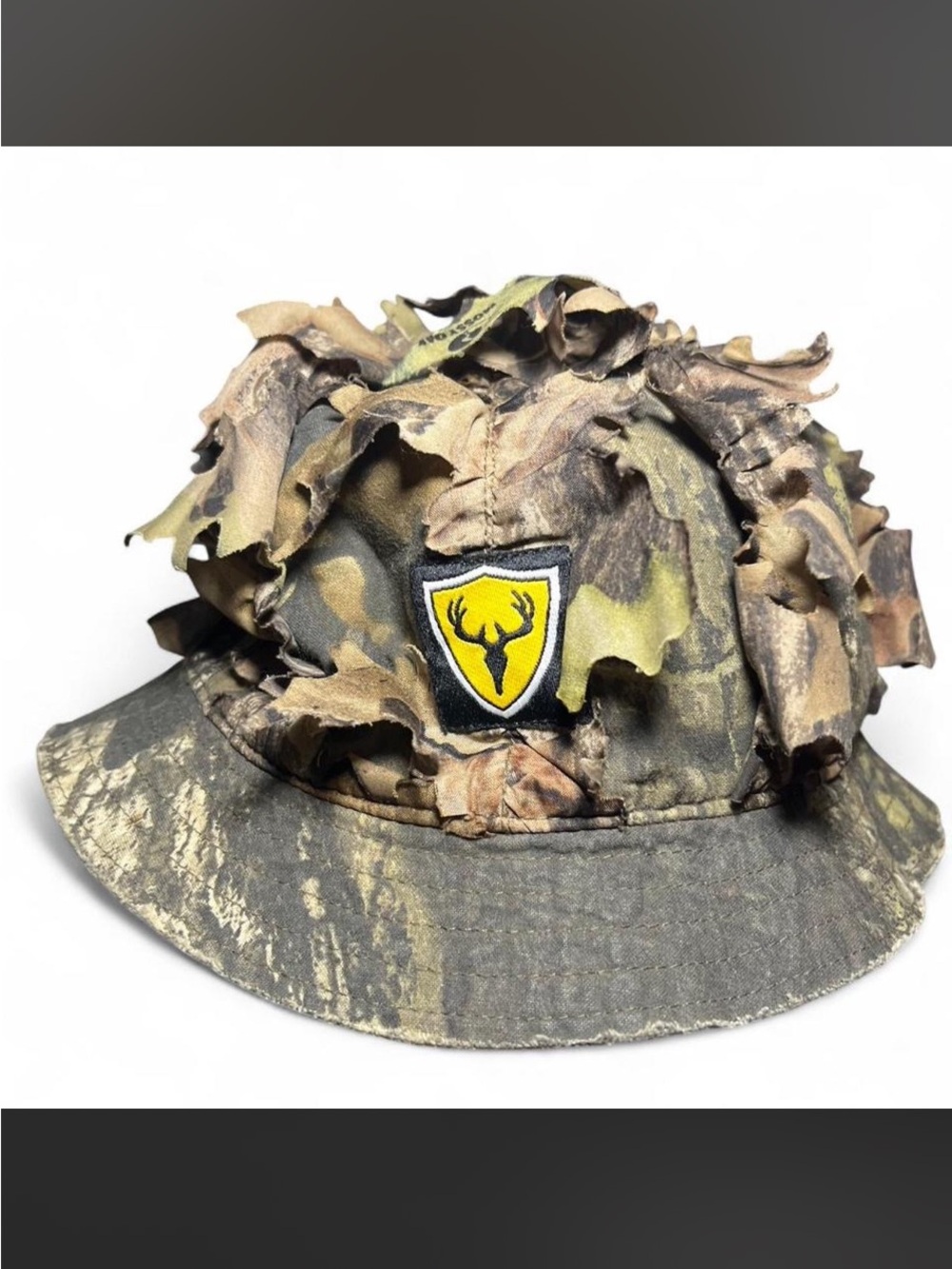 Camouflage Hunting Bucket Hat with Deer Shield Patch